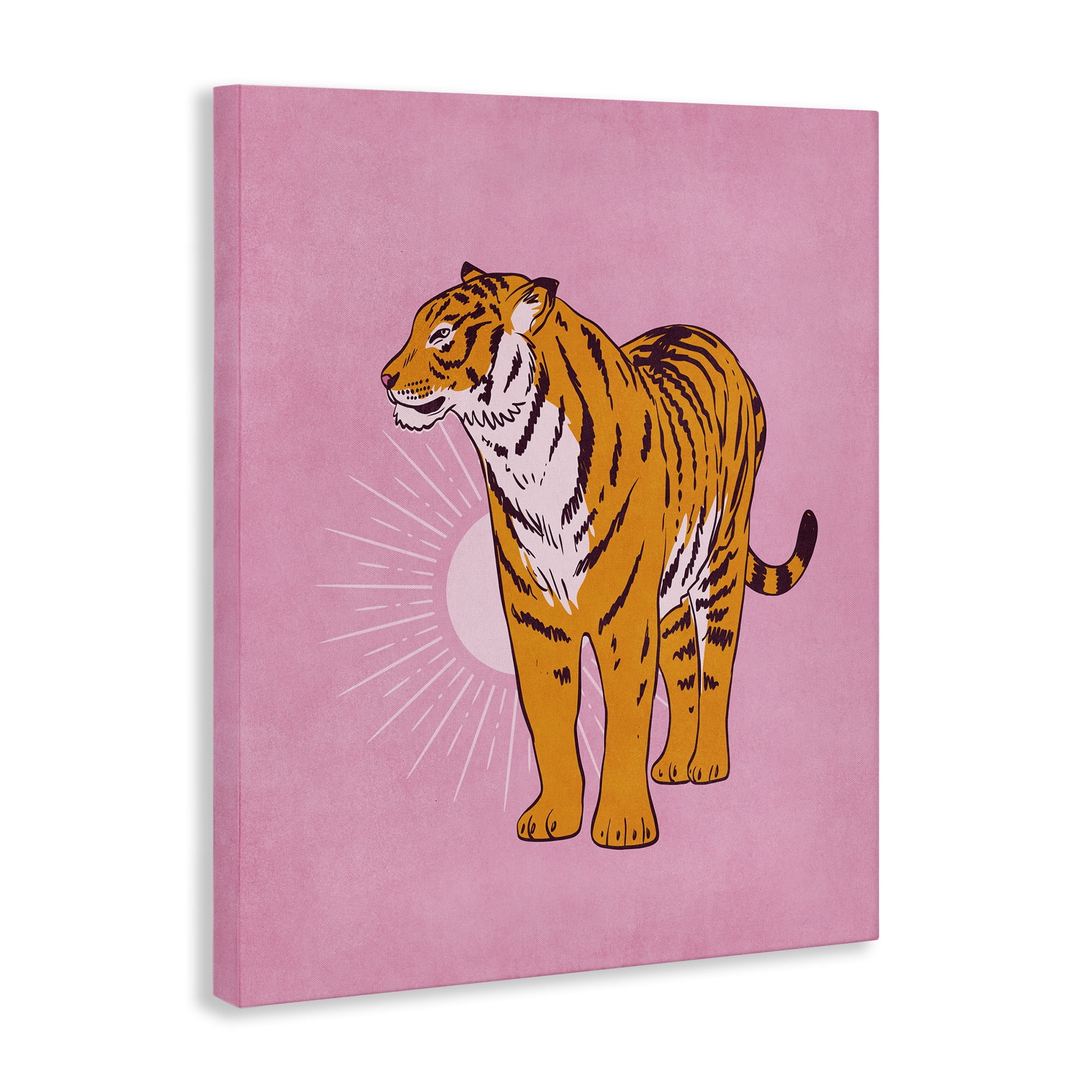 Stupell Industries Preppy Tiger Standing Animals Painting Wrapped Canvas Art Print Wall Art, 30 x 40