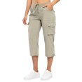 thumbnail image 5 of Women's Cargo Capris Lightweight Quick Dry Hiking Travel Summer Casual Cropped Pants with Pockets Brown XL, 5 of 5