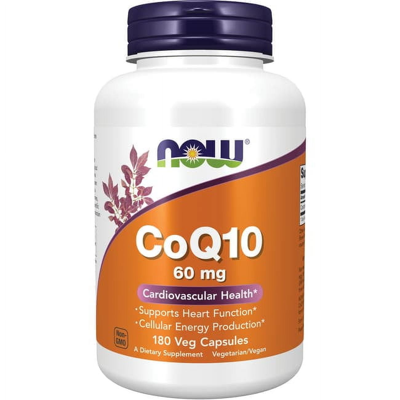 NOW Supplements, CoQ10 60 mg, Pharmaceutical Grade, All-Trans Form of CoQ10 Produced by Fermentation, 180 Veg Capsules