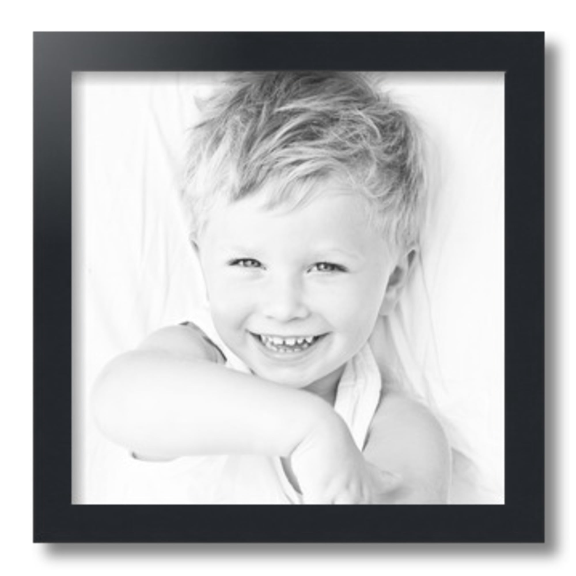 ArtToFrames 14" x 14" Black Satin Picture Frame, 14x14 inch Black MDF Poster Frame (WOM-5180), 2 Pack