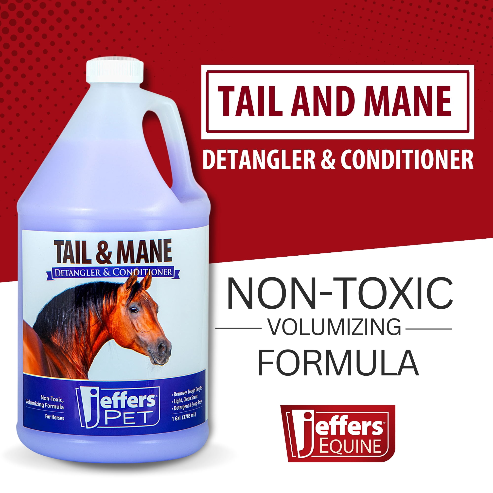 Jeffers Equine Tail & Mane Detangler & Conditioner for Horses, 128 oz Gallon – Soap Free, Non Greasy Formula, Helps Loosen Knots & Tangles, Frizz Control, Soft Silky Shine, Fresh Scent, Made in USA