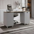 thumbnail image 5 of Modern Design Venice Computer Desk Great for Home Office Desk by Crafts and Comfort - 3 Drawers and CPU Storage Cabinet - Laptop Workstation with Keyboard Tray and Cable Hole - Walnut / White, 5 of 8