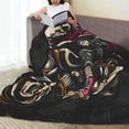 thumbnail image 3 of LNWH Skeleton Riding Retro Motorcycle Pattern Throw Blanket, Flannel Sofa Blankets for All Seasons, 40"x30", 3 of 8