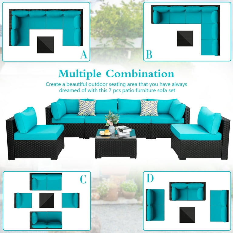 Walsunny 7pcs patio outdoor furniture discount
