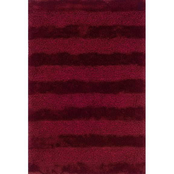 Moretti Skyline Shag Area Rug 27202 Red Shaggy Stripes 8' x 11' Rectangle