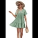 thumbnail image 5 of Vestido de Corta con Escote en V y Bajo con Volantes, Color Verde Frijol, Talla XL, 5 of 10