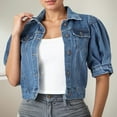 thumbnail image 2 of Women's Jackets Comfortable Short Sleeve Puffed Sleeve Jacket Denim Jacket Outerwear, 2 of 6