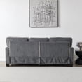 thumbnail image 3 of 81" Corduroy Sectional Sofa with Storage Boxes,3-Seater Couch with Padded Seat Ccushions and Backrest, Upholstered Small Accent Sofa with Wood Legs, for Living Room, Bedroom, Office, Dark Grey, 3 of 9