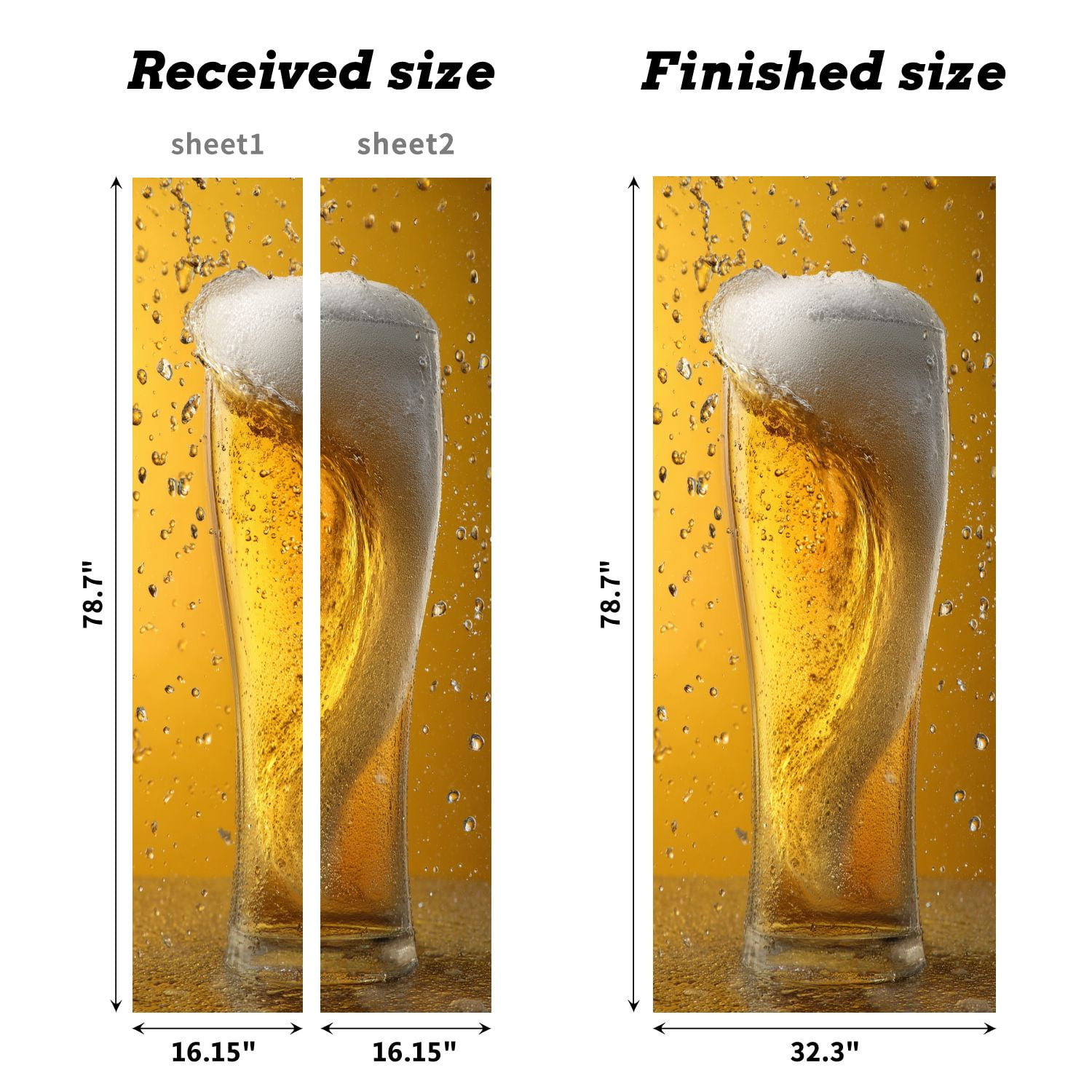 Self Adhesive Vinyl Refrigerator Wrap Set beer Door Mural Removable Fridge Sticker Peel and Stick&nbsp;Full Door Cover Decal Kitchen Bar Decor