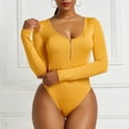 thumbnail image 4 of Nuoqisi Long Sleeve Bodysuit for Women Crew Neck Body Suits Zip Up Design Tummy Control Bodysuit Shirts 2026, 4 of 6