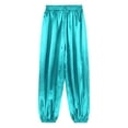 thumbnail image 6 of iiniim Men's Belly Dance Pants Satin Silky Loose Fit Comfy Bloomers Theme Party Trousers Cyan S, 6 of 7