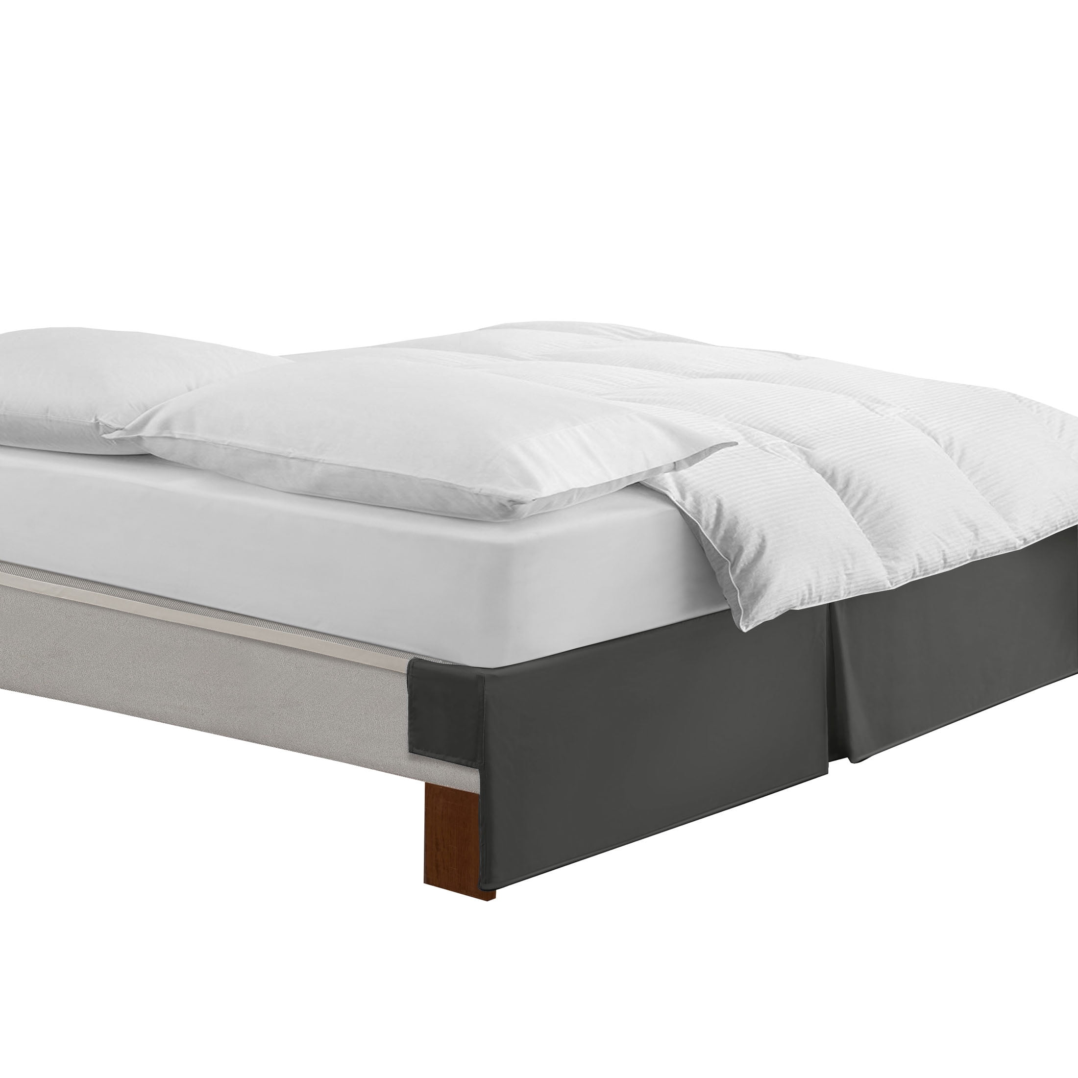WonderSkirt Wraparound Tailored 15" Microfiber Bedskirt, Grey, King