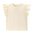 thumbnail image 5 of eileial Girls Short Sleeve T Shirts Kids Summer Oversized Tops Trendy Crewneck Basic Tees,Beige 8-9 Years, 5 of 5