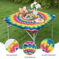 thumbnail image 4 of Colorful Tie Dye Spiral Mandala Pattern Square Fitted Tablecloth with Elastic Edge,Square Table Cover,Washable Elastic Table Cover for Home Kitchen Party Decor 34"x34", 4 of 6