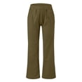 thumbnail image 3 of Ladies Cotton Linen Casual Pants, Washed Crinkled Solid Color Comfortable Long Pants with Back Pockets, Elastic Waist Pull On Pants for Daily Wear, Vacation and Beach Green XL, 3 of 6