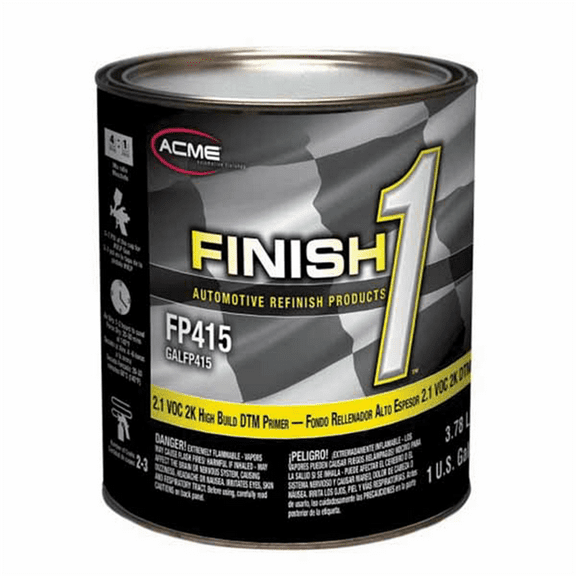 Finish 1 Automotive Refinish Products FP415-1 High Build 2-Component 2.1 VOC DTM Primer, 1 gal Can, Gray, 4:1 Mixing