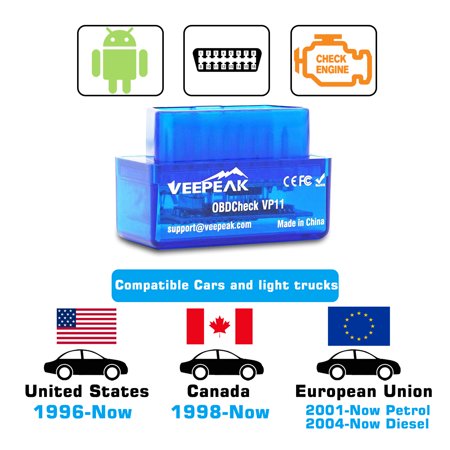 Veepeak OBDCheck VP11 - Bluetooth OBD2 診断機 故障診断機 メーター マルチメーター Android