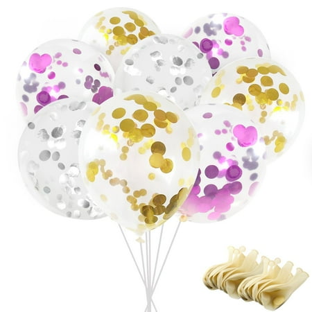 30 pieces confetti balloons with golden silver purple paper confetti