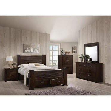 Wooden Nightstand with Two Drawers, Mahogany Brown- Saltoro Sherpi