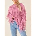 thumbnail image 6 of Arvbitana Women Knit Sweater Long Sleeve Pullover Crew Neck Tasseled Solid Color Tops Streetwear Loose Casual Fashion Cropped Tops, 6 of 9