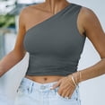 thumbnail image 2 of JIAYUE Women's Tank Top One Shoulder Asymmetrical Neck Sleeveless Versatile Cozy Crop Solid Color Sexy Trendy Female Vest, 2 of 5