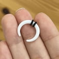 thumbnail image 5 of Luxe Modz Horseshoes Septum Pincher White Acrylic Crescent Tapers Bull Stretchers Expander Ear Gauge O Rings Nose C Shaped Buffalo Piercing Jewelry 00G 14G - Sold As Pair, 5 of 8