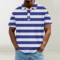 thumbnail image 2 of zfwon Mens Striped Polos Shirts Oversized Color Blocked Striped Comfy Short Sleeve Golf Shirts Lightweight Lapel Comfortable Fit Tops Summer Regular Fit Work Business Formal Tees, 2 of 5