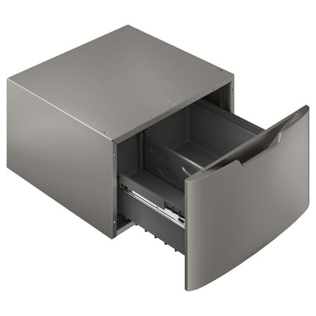 GE - Washer/Dryer Laundry Pedestal with Storage Drawer - Satin Nickel