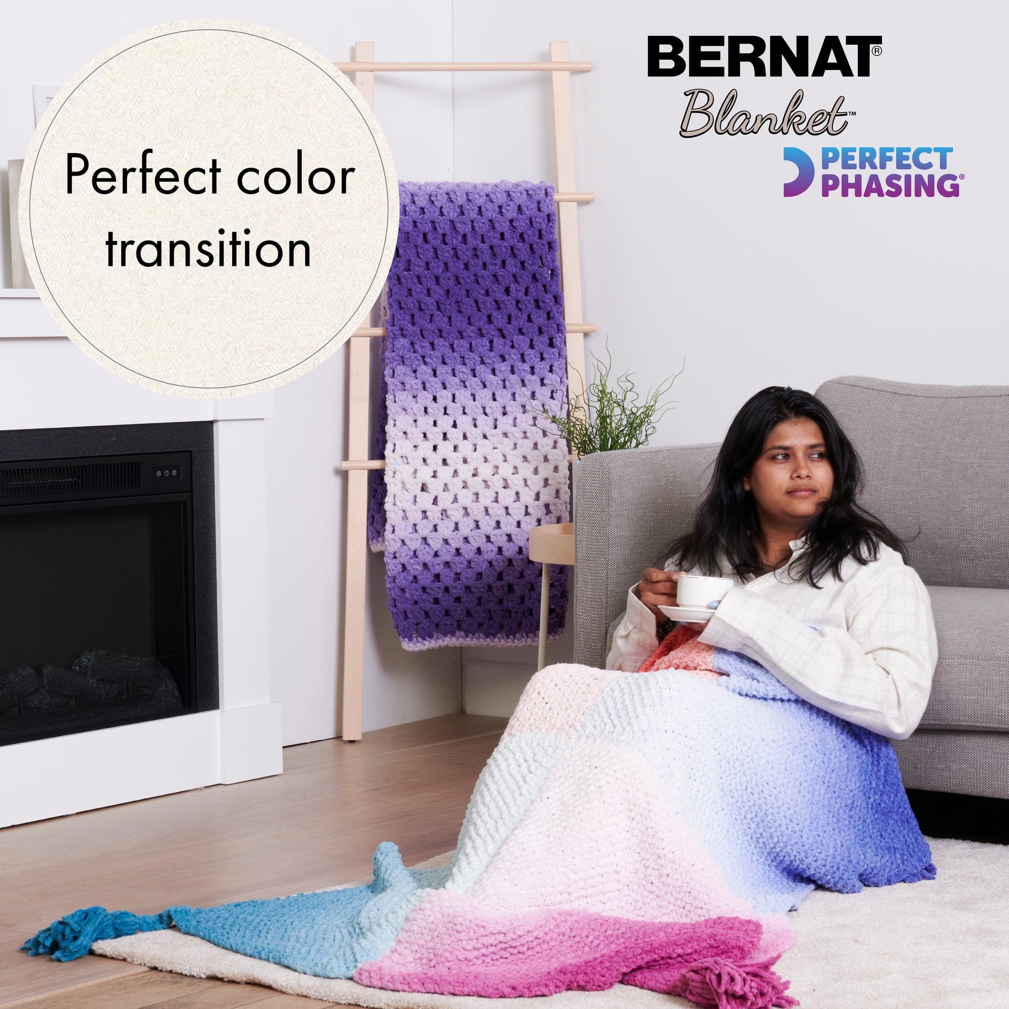Bernat® Blanket Perfect Phasing™ #6 Super Bulky Polyester Yarn, Dark Orchid 10.5oz/300g 220 Yd