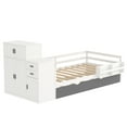 thumbnail image 5 of Harper & Bright Designs Twin Size Platform Bed with Bookshelf and Movable Wardrobe, Wood Storage Bed with Trundle Bed, White, 5 of 16