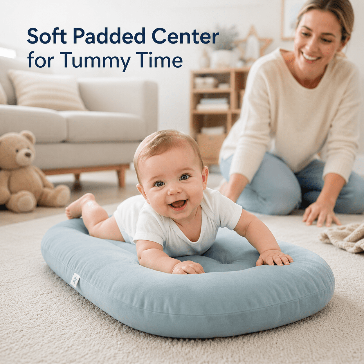 Baby Lounger,Infant Support Cushion and Tummy Time Mat for Newborns,Portable Padded Floor Seat,29.5 x 17.7 x 3.5 in