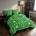 thumbnail image 2 of Manfei Cartoon Football Twin Bedding, Sport Bedding Comforter Set, Green Black White, Black Reversible 7 Pieces, 2 of 6