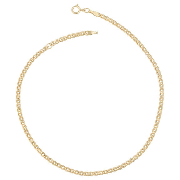 KoolJewelry 10K Yellow Gold 2.35 mm Link Chain Adjustable Length Anklet (adjusts to 9 or 10 inch)