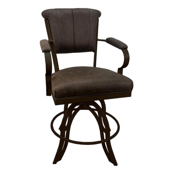 Tobias Designs Miami 30"H Fabric & Metal Bar Stools on A Base in Black/Brown