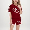 thumbnail image 2 of THDHVS Toddler Summer Outfits,Summer Casual Sets for Kids,Toddler Girls Summer Outfits Ruffle Short Sleeve T-Shirts Tops Floral Shorts 2Pcs Clothes Set Wine 13-14 Years, 2 of 8