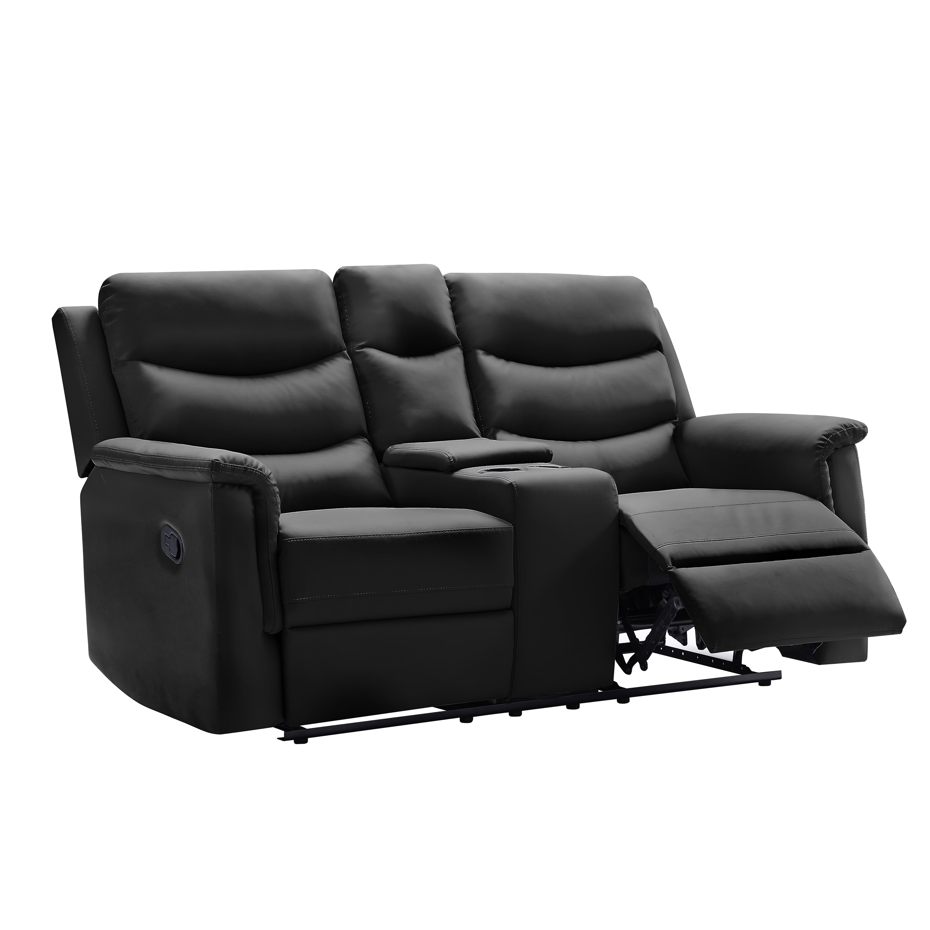 Gewnee Faux Leather Upholstered Modern Recliner Loveseat Sofa Couch,Seat Chair with Cup Holders for Living Room,Apartment, Office for Adult