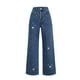 thumbnail image 1 of Pantalones vaqueros elásticos con diamantes de imitación for mujer, cintura alta, rectos, pierna ancha y brillantes, 2026, 1 of 4