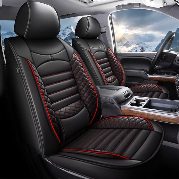 LAONNVIR Seat Covers Fit for Honda Ridgeline 2006-2025 Crew Cab 5 Seats Car Seat Covers Faux Leather Truck Pickup Seat Cushion Protector - Front Seats Without Armrests