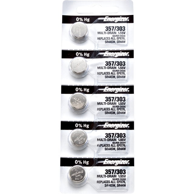 Energizer 357 303 Silver Oxide Multi-Drain Battery 1.55v Card of 5