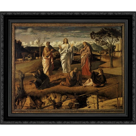 Transfiguration of Christ 24x20 Black Ornate Wood Framed Canvas Art by Bellini, Giovanni