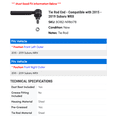 thumbnail image 2 of Tie Rod End - Compatible with 2015 - 2019 Subaru WRX 2016 2017 2018, 2 of 2