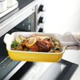 thumbnail image 4 of SWEEJAR Porcelain Bakeware Set for Cooking, Ceramic Rectangular Baking Dish Lasagna Pans for Daily Use, Set of 3,Yellow, 4 of 6