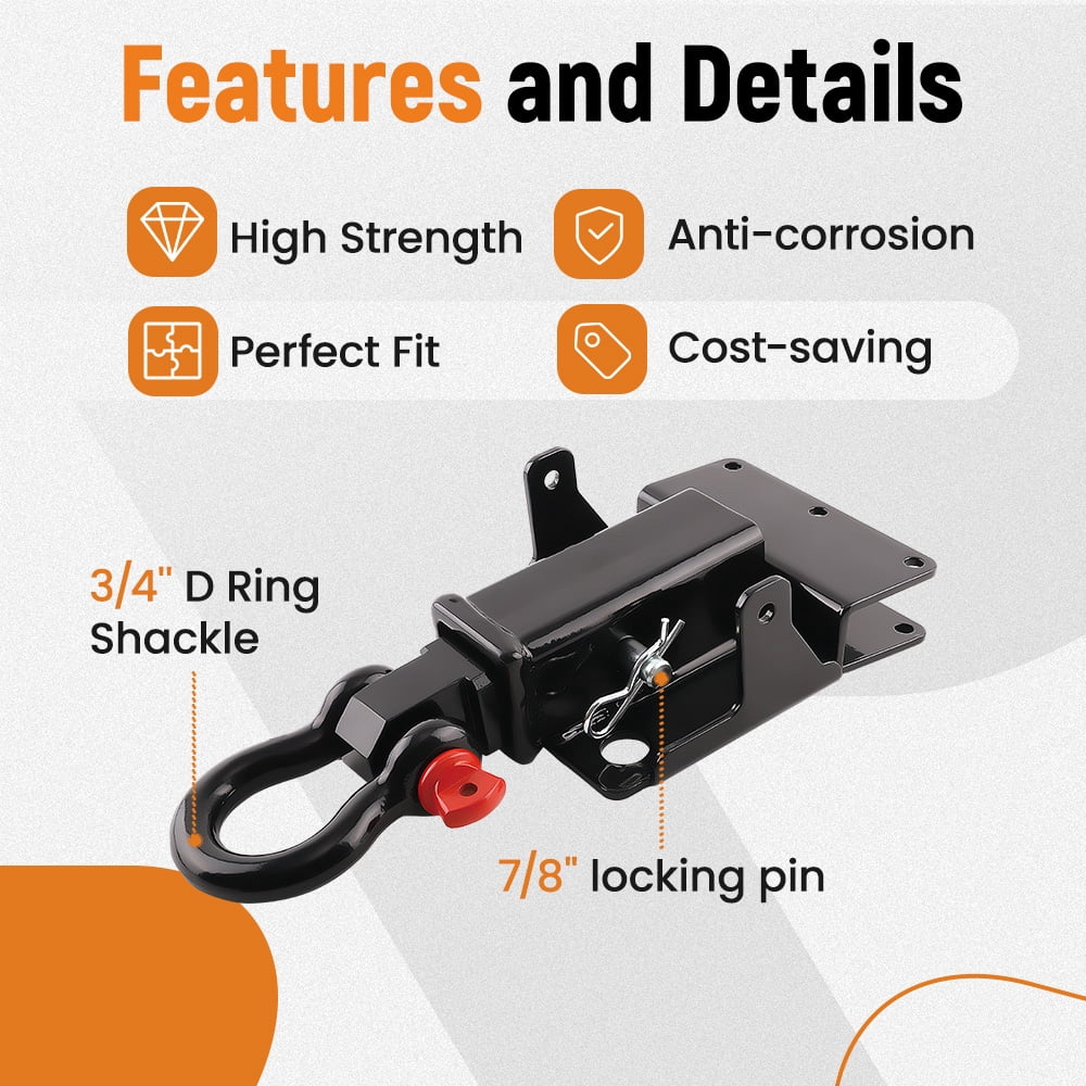 maXpeedingrods 2" Trailer Hitch Receiver with 3/4'' D Ring Shackle for Kawasaki Mule 600 610 2007-2016 Trailer Tow Hitch for Kawasaki Mule SX 2017-2023