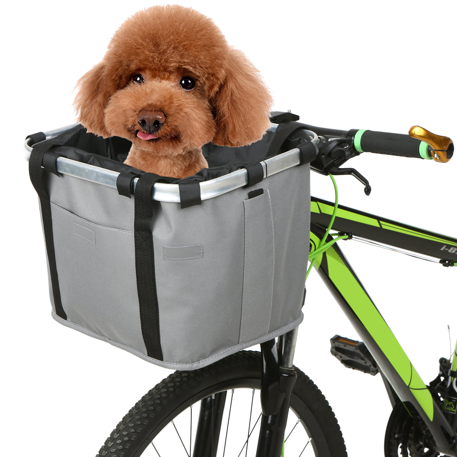 Bike Baskets Bicycle Detachable Cycle Front Canvas Basket Pets Cat Dog Carrier Bicycle Handlebar Front Basket Carrier Bag Pet Carrier Aluminum Alloy Frame Pet Carrier 