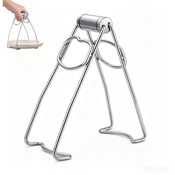 GIXUSIL Stainless Steel Dish Plate Clip Kitchen Folding Hot Plate Lifter Universal Bowl Retriever Tongs Anti Scalding Bowls Clamp Crockery Holder Pan Tool Cooking Hot Microwave Oven Pots,Silver