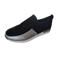 thumbnail image 3 of Savings Clearance 2023! asdoklhq Sneakers for Women Fashion Women Single Shoe Round Toe Flat Color Block Loafers Black 37, 3 of 4