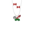 thumbnail image 2 of Delight Jewelry Silvertone Dream in Circle Christmas Kiss Charm Necklace and Stud Earrings, 2 of 4
