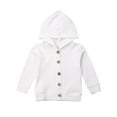 thumbnail image 1 of Inafnt Baby Girl Boy Knitted Cotton Coats Knit Sweaters Cardigan Tops Warm Fall Clothes Solid Long Sleeve Hooded Jackets 0-24M, 1 of 4