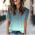 thumbnail image 2 of NAMTYQX Trendy Tops for Women 2025 Short Sleeve Button V Neck Relaxed Fit Womens Blouses Dressy Casual Mint Green Size 2XL, 2 of 5