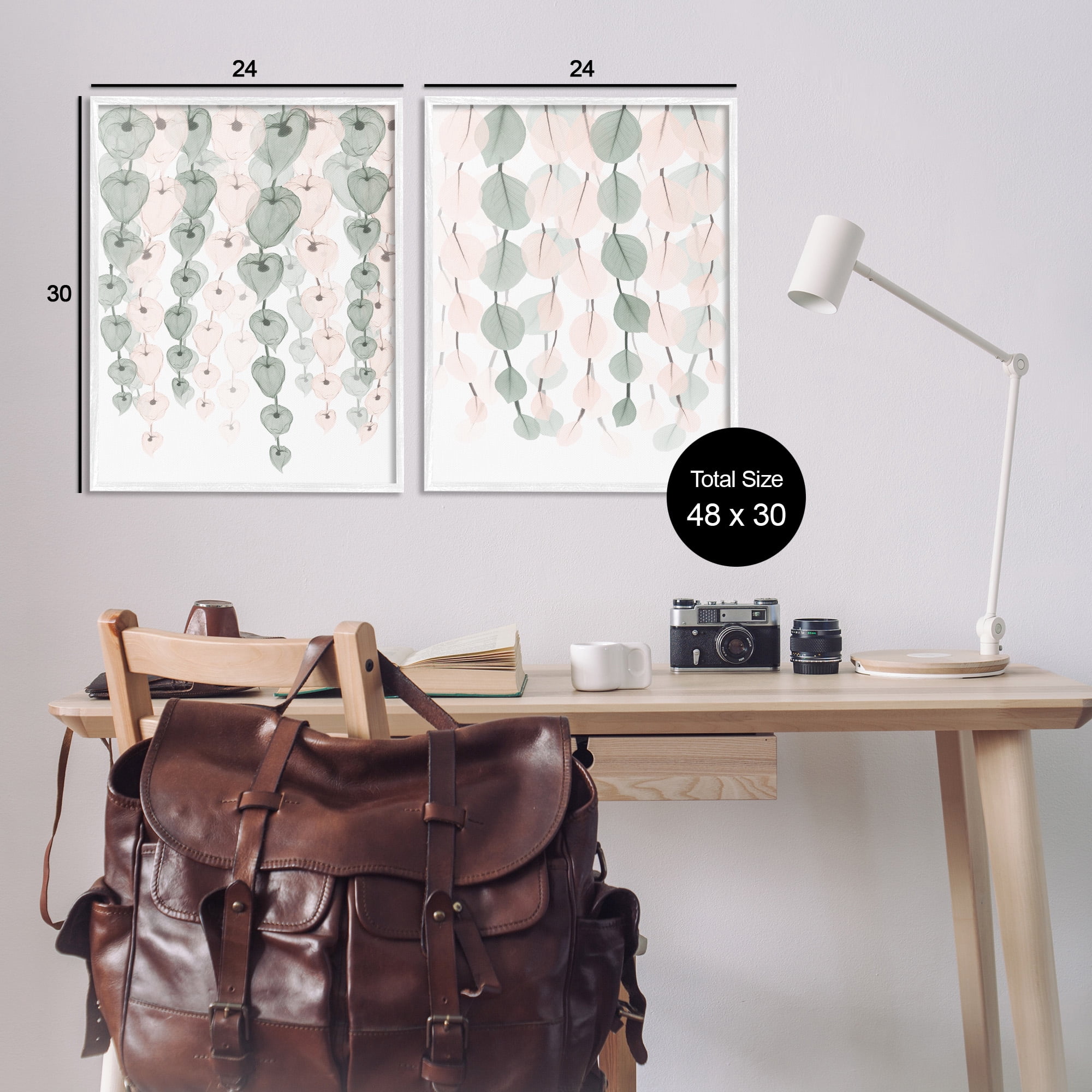 Stupell Industries Translucent Hanging Vines Foliage Botanical & Floral Photography White Framed Art Print Wall Art, 24 x 30, Set of 2